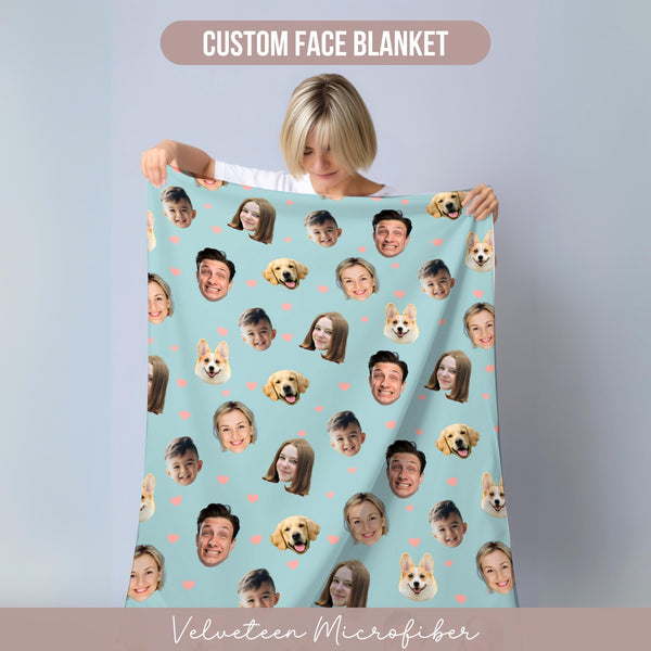 Custom Photo Face Blanket Personalized Multi-Faces Blanket