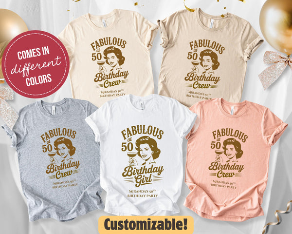 50th Birthday Girl Tshirt 50th Birthday Girl Crew Custom T-Shirt