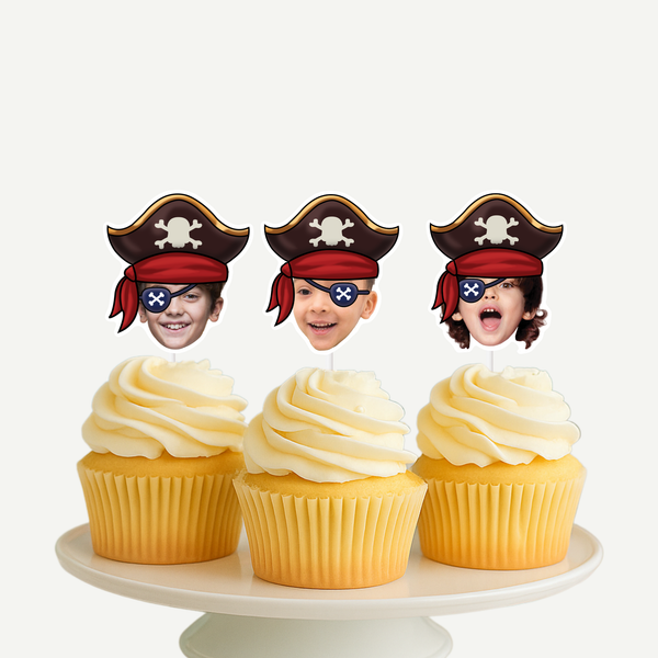 Pirate Personalized Face Cupcake Toppers