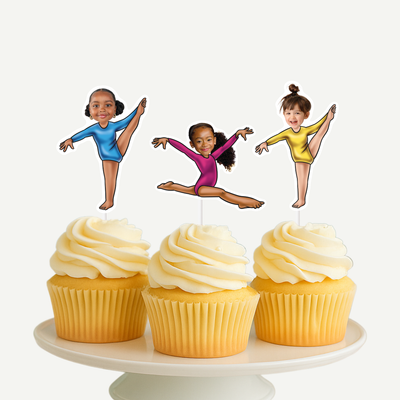 Gymnast Personalized Face Cupcake Toppers