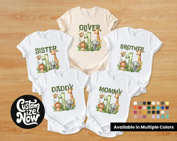 1st Bday Birthday Shirt Safari Personalized T-shirt with