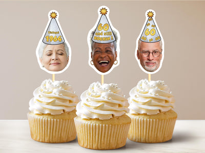 60th Birthday Hat Cupcake Toppers