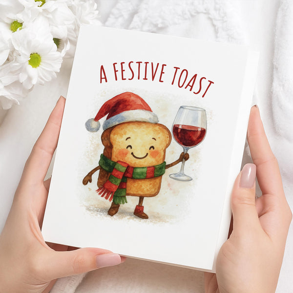 A Festive Toast Greeting Card Christmas Funny Card