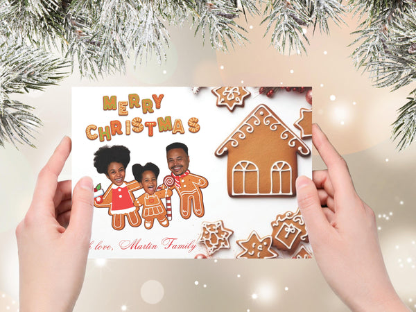 Gingerbread Family Christmas Card Christmas Greeting Card Holiday