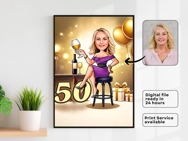Customized 40th Birthday Caricature from Photos, Happy Birthday