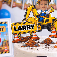 Construction Theme Personalized Birthday Cake Topper