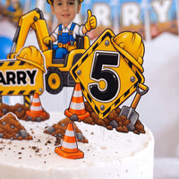 Construction Theme Personalized Birthday Cake Topper