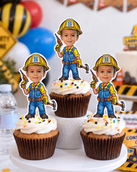 Construction Theme Personalized Cupcake Toppers