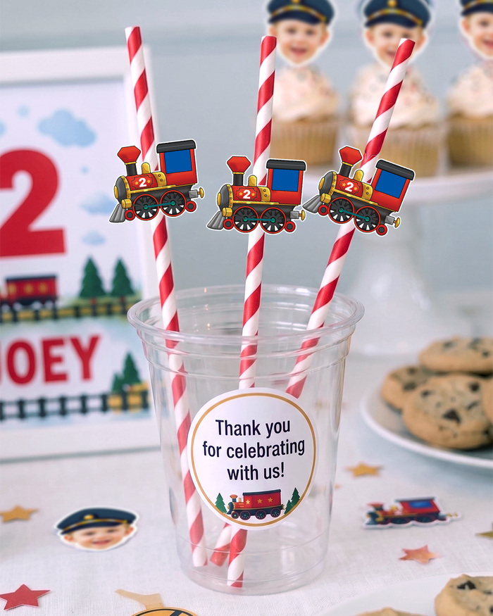 Chugga Chugga Two Two Personalized Cups, Straws & Stickers Set