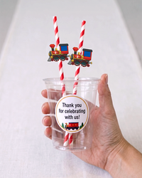 Chugga Chugga Two Two Personalized Cups, Straws & Stickers Set