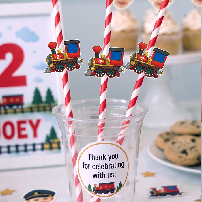 Chugga Chugga Two Two Personalized Cups, Straws & Stickers Set