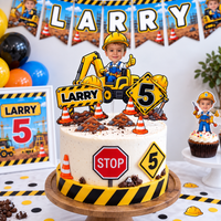 Construction Theme Personalized Birthday Cake Topper