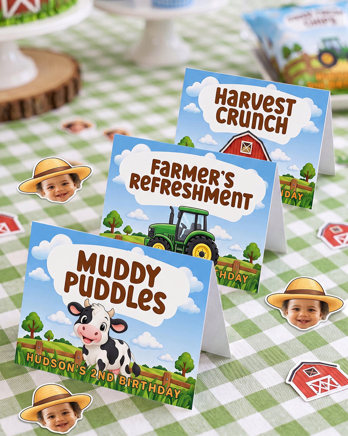 Farm Theme Personalized Menu / Food Cards
