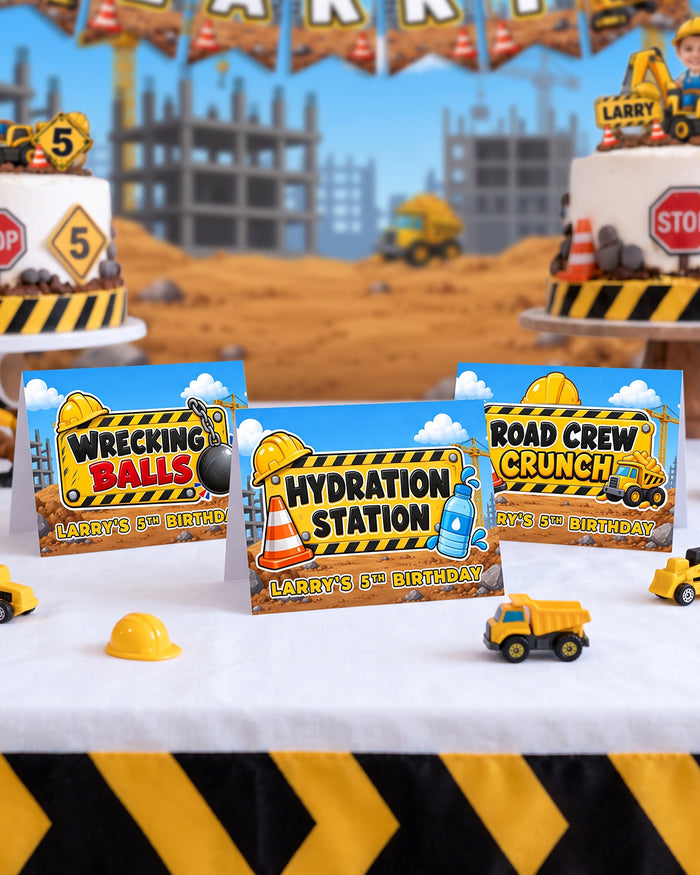 Construction Theme Personalized Food & Table Signs