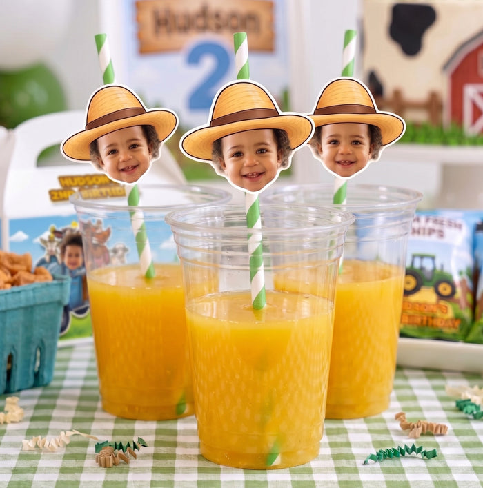 Farm Theme Personalized Straw Toppers