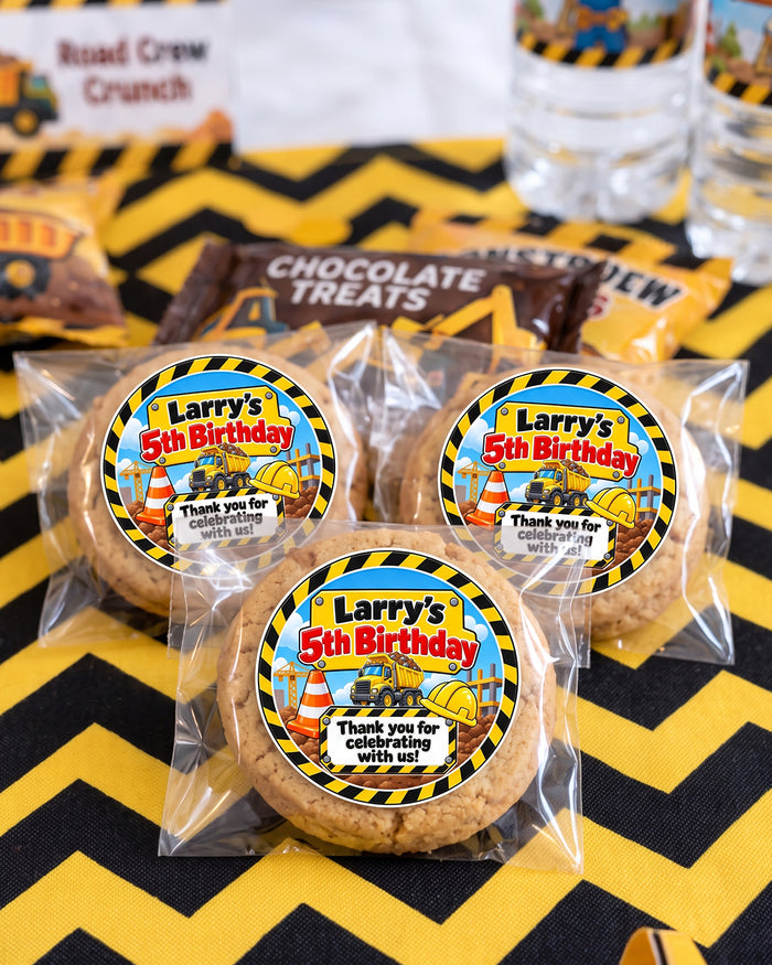 Construction Theme Personalized Thank You Stickers