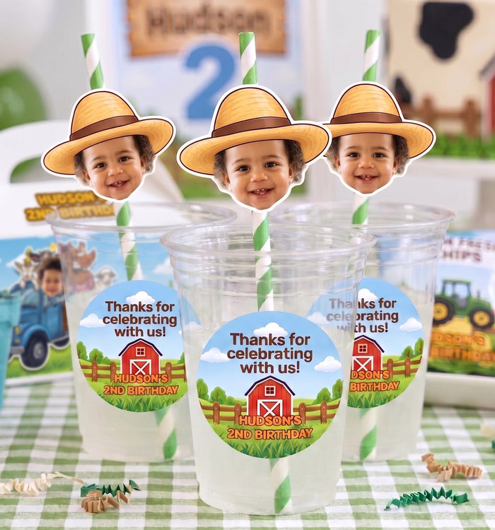 Farm Theme Personalized Straw Toppers