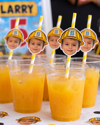 Construction Theme Personalized Straw Toppers