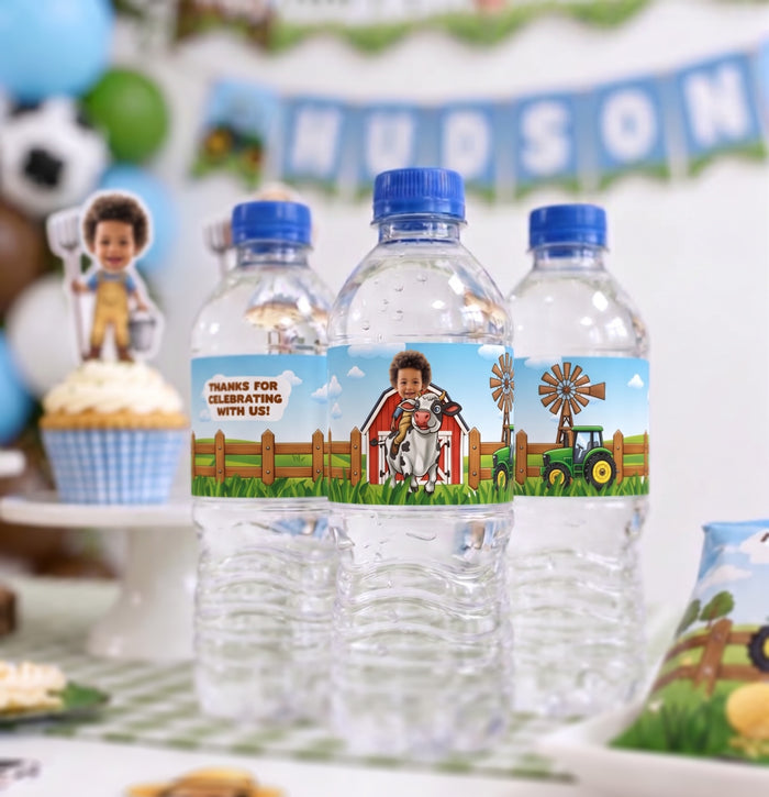 Farm Theme Personalized Water Bottle Labels