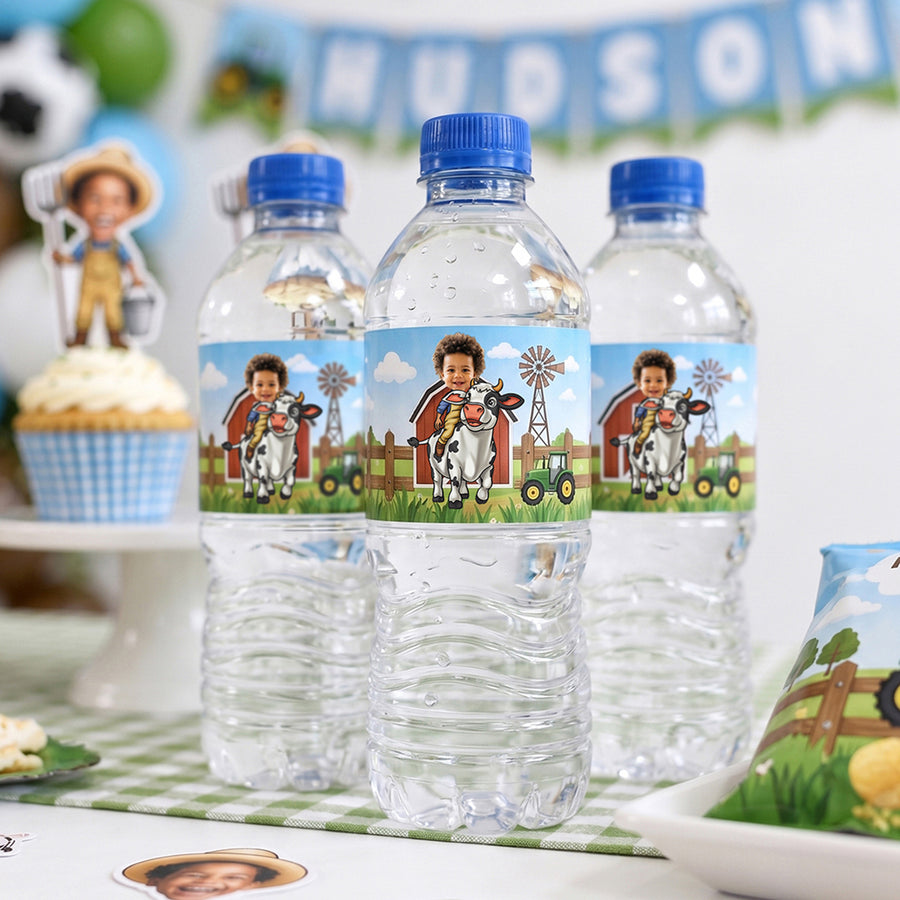 Farm Theme Personalized Water Bottle Labels