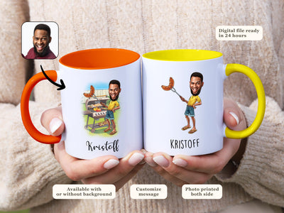 Barbeque Mug Personalized Face Mug BBQ Caricature Mug