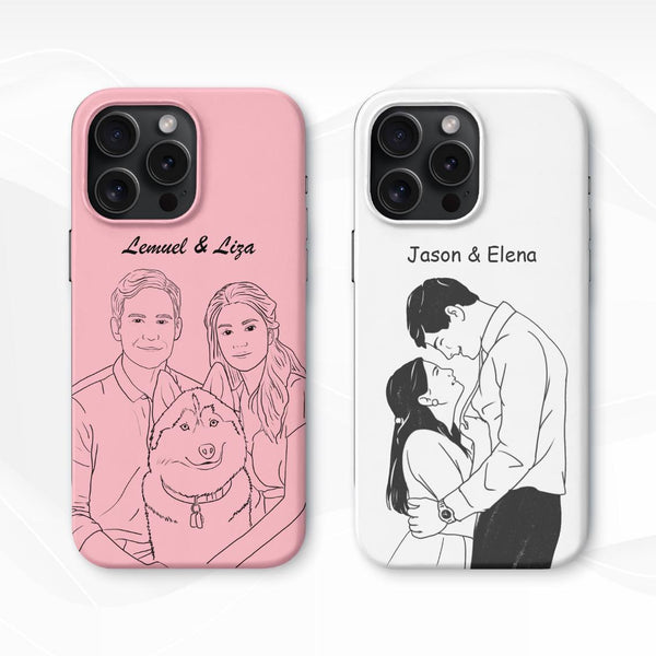 Personalized Line Art Portrait Phone Case Custom Photo