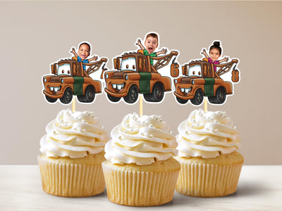Tow Truck Face Cupcake Toppers