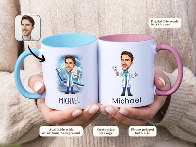 Dentist Cartoon Mug Custom Caricature Coffee Cup for