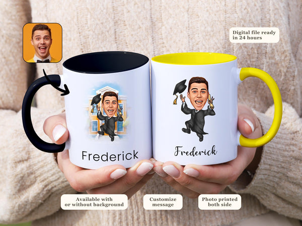 Graduation Caricature Mug Personalized Cartoon Portrait Gift for