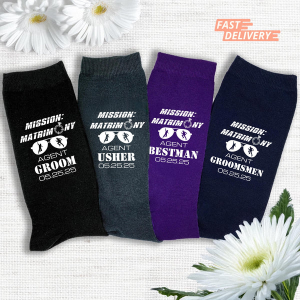 Mission Matrimony Socks Personalized Groomsmen Socks Custom Groomsman