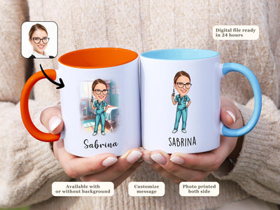 Custom Nurse Mug Funny Caricature Coffee Cup Gift