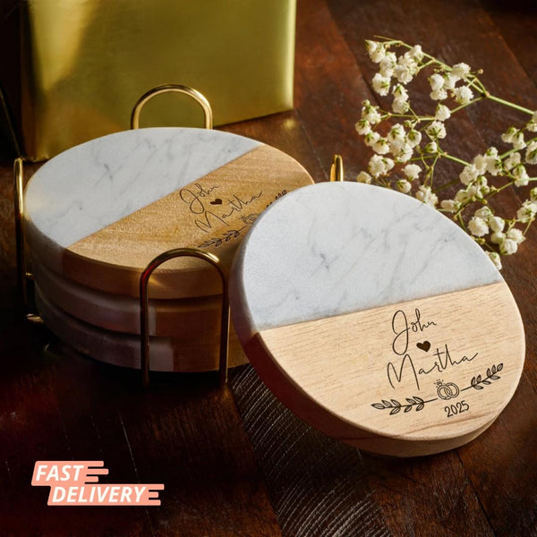 Custom Coaster Personalized Wedding Coasters Set Personalized Custom Gift Accessory