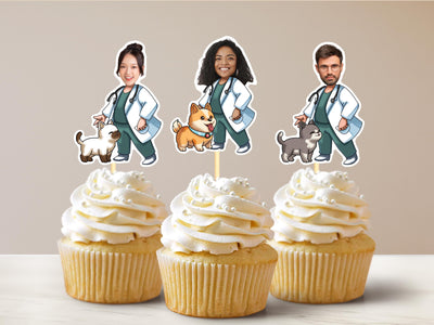 Veterinarian Cat & Dog Personalized Cupcake Toppers