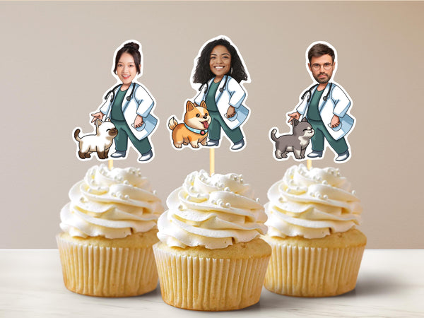 Veterinarian Cat & Dog Personalized Cupcake Toppers