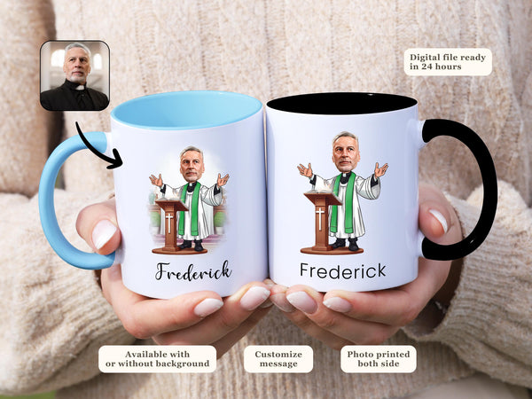 Priest Caricature Coffee Mug Personalized Gift for Clergy