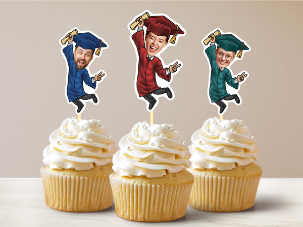 Graduate Personalized Face Cupcake Toppers
