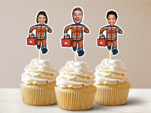 Paramedic Personalized Face Cupcake Toppers