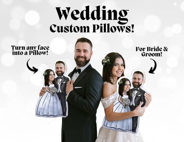 Bride and Groom Custom Shaped Pillows Wedding Gift