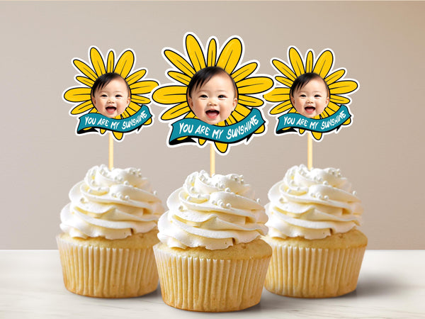Sunflower Head Cupcake Toppers