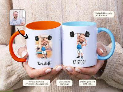 Custom Gym Mug Workout Portrait Mug Custom Weightlifter