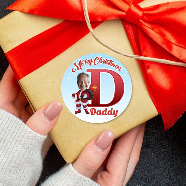 Personalized Santa Stickers | Christmas Gift Labels with Face